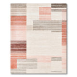 Modern Geometric Block Rug in Grey, Pink Terracotta