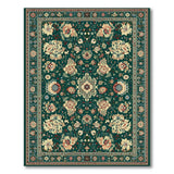 Traditional Persian Green Emerald Green Persian Floral Area Rug
