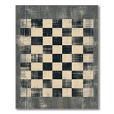 Black and White Distressed Black White Checkered Vintage Rug