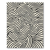 Wavy Black Lines Beige Abstract Area Rug