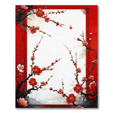 Red Red Plum Blossom Oriental Area Rug