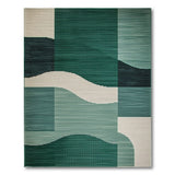 Green Geometric Wave Area Rug