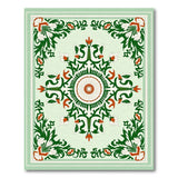 Ornate Mint Green Floral Medallion Rug