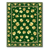 ODIKA Emerald Green & Gold Shamrock Washable Area Rug - Low Pile Non-Slip Clover Carpet