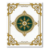 Opulent Gold Baroque Medallion Area Rug with Emerald Core