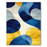 ODIKA Modern Washable Abstract Blue and Yellow Area Rug - Low Pile Non-Slip Living Room Rug, Pet & Kid Friendly