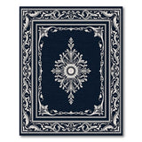 Blue and Teal Elegant Navy Ornate Medallion Area Rug