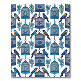 Blue and Teal Blue Birdcage Floral Washable Area Rug