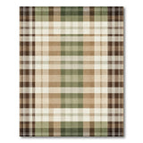 ODIKA Washable Plaid Area Rug - Earthy Green & Brown Low Pile Non-Slip Carpet