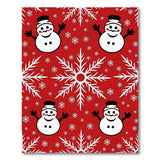 Festive Snowman Snowflakes Red Area Rug