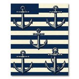 Blue and Teal Nautical Navy Anchor Striped Area Rug