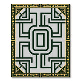 Gold-Bordered Geometric Maze Area Rug