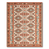 Terracotta Teal Geometric Southwestern Area Rug