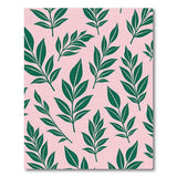 Blush Pink Emerald Green Leaves Area Rug