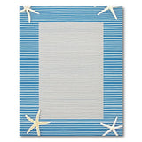 Coastal Blue Striped Area Rug with Starfish Border