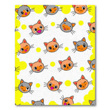 Cute Cartoon Cat Faces Area Rug with Yellow Bubbles