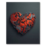 Red Fractured World Map Heart Area Rug