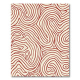Beige Abstract Wave Area Rug with Red Swirls