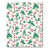 Lush Green Leaves Red Berry Floral Area Rug