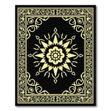 Black and Gold Ornate Star Medallion Area Rug