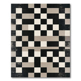 Distressed Black White Geometric Area Rug
