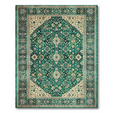 Green Teal Green Traditional Persian Area Rug