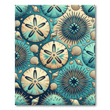 Teal Sea Urchins Sand Dollars Coastal Area Rug