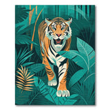 Teal Jungle Roaring Tiger Area Rug