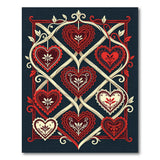 Ornate Red Hearts Vine Lattice Rug