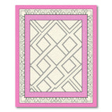 Pink Border Geometric Lattice Area Rug