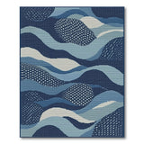 Navy Blue Abstract Wave Abstract Area Rug