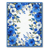 ODIKA Blue Floral Washable Area Rug - Low Pile Non-Slip Botanical Print Carpet
