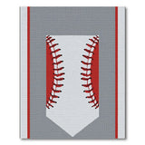 Red Stitch Baseball Gray Area Rug