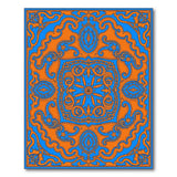 Vibrant Blue Orange Traditional Persian Area Rug