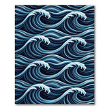Blue and Teal Navy Blue Ocean Waves Area Rug