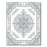 Grey Ornate Floral Mandala Area Rug
