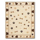 ODIKA Washable Dog Paw and Bone Print Area Rug - Non-Slip Low Pile Pet Friendly Carpet