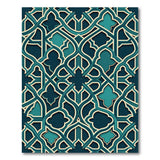 Teal Lattice Geometric Area Rug