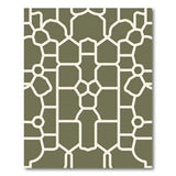 Olive Green Geometric Trellis Area Rug