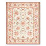 Red Floral Persian Area Rug on Ivory Field