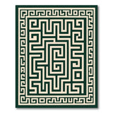 Dark Green Greek Key Labyrinth Area Rug