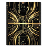 Golden Basketball Court Geometric Area Rug