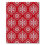 Elegant Red Damask Pattern Area Rug