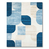 Blue and Teal Modern Blue Teal Geometric Abstract Area Rug