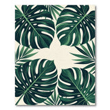 Lush Green Monstera Leaves Boho Area Rug