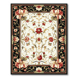 Red Floral Oriental Area Rug with Black Border