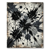 Distressed Black Ink Splatter Area Rug