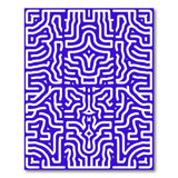 Intricate Blue Maze Labyrinth Rug