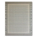 Beige Geometric Grid Area Rug with Border