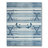 Coastal Blue Anchor Nautical Area Rug
